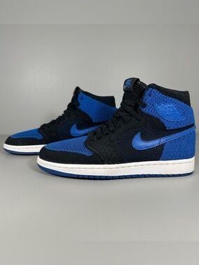 Nike Air Jordan 1 Retro High Flyknit Black Game Royal Sneakers